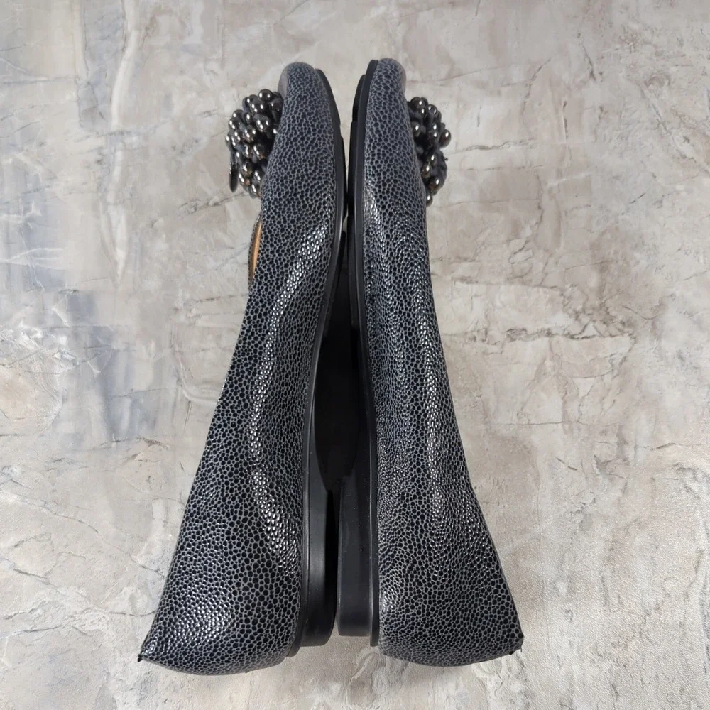 Calvin Klein Mackenzi Reptile Flat w/Cluster Bead Womens Sz 8.5 M‎